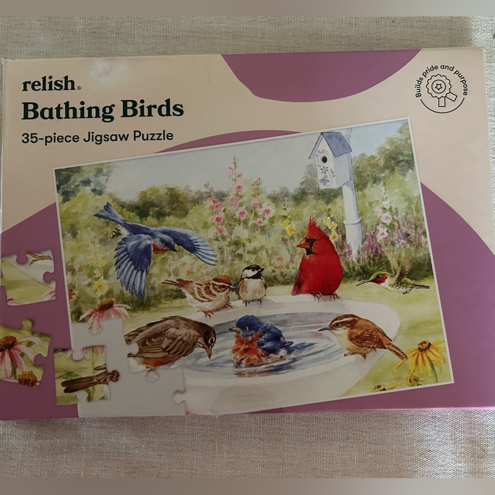 Relish Puzzle Large Pieces For Seniors- Dementia Product 35 Piece Bathing Birds